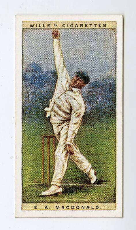 Cricketers, 1928 series, Wills's Cigarettes Card: No.30 E.A. Macdonald (Lancashire)