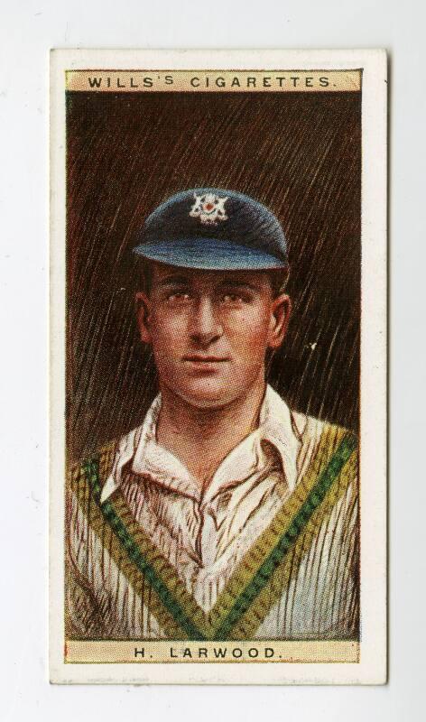 Cricketers, 1928 series, Wills's Cigarettes Card: No.28 H. Larwood (Notts)