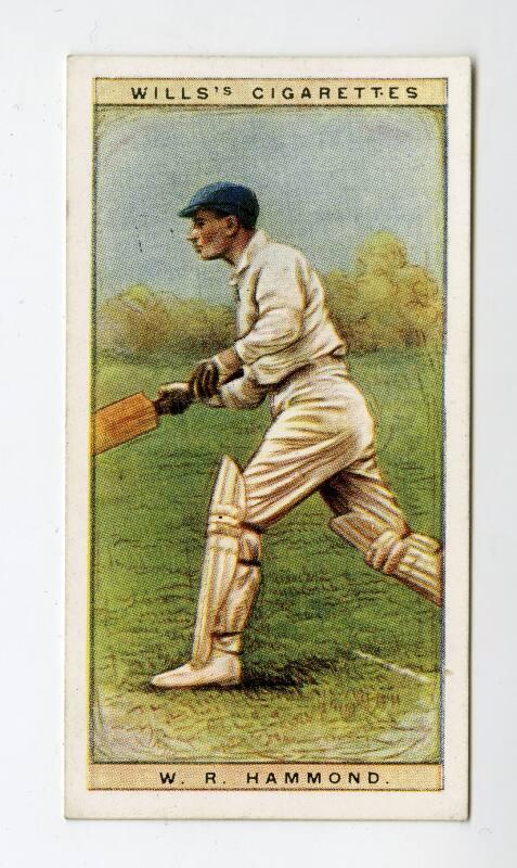 Cricketers, 1928 series, Wills's Cigarettes Card: No.18 W.R. Hammond (Gloucestershire)