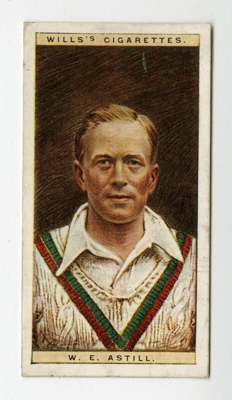 Cricketers, 1928 series, Wills's Cigarettes Card: No.1 W.E. Astill (Leicestershire)