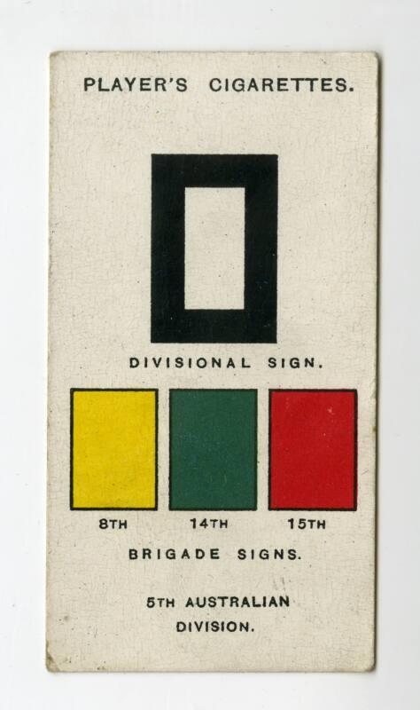 Player's Cigarettes Card: Army, Corps & Divisional Signs 1914-1918, No.135 5th Australian Division