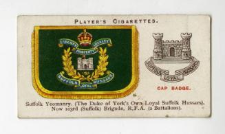 Player's Cigarettes Card, Drum Banners & Cap Badges: No.42 Sufforlk Yeomanry (The Duke of York's Own Loyal Suffolk Hussars)