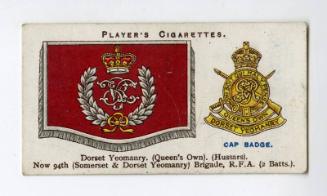 Player's Cigarettes Card, Drum Banners & Cap Badges: No.38  Dorset Yeomanry (Queen's Own) (Hussars)