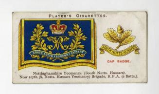 Player's Cigarettes Card, Drum Banners & Cap Badges: No.35 Nottinghamshire Yeomanry (South Nottinghamshire Hussars)