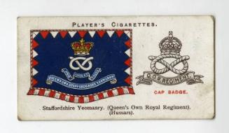 Player's Cigarettes Card, Drum Banners & Cap Badges: No.27 Staffordshire Yeomanry (Queen's Own Royal Regiment) (Hussars)