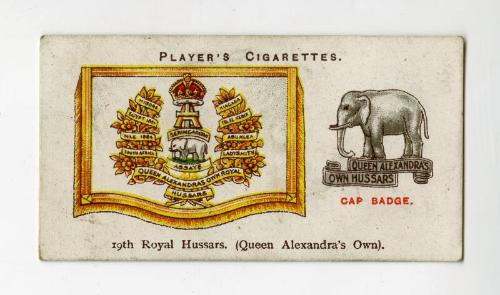 Player's Cigarettes Card, Drum Banners & Cap Badges: No.23 19th Royal Hussars (Queen Alexandra's Own)