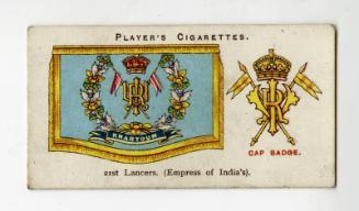 Player's Cigarettes Card, Drum Banners & Cap Badges: No.21 21st Lancers (Empress of India's)