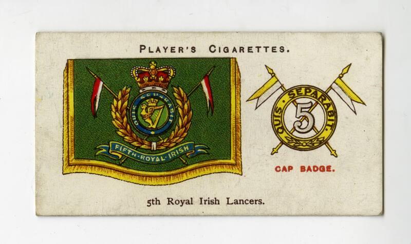 Player's Cigarettes Card, Drum Banners & Cap Badges: No. 18 5th Royal Irish Lancers