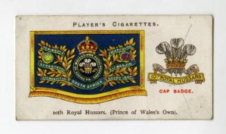 Player's Cigarettes Card, Drum Banners & Cap Badges: No.15 10th Royal Hussards (Prince of Wales's Own)