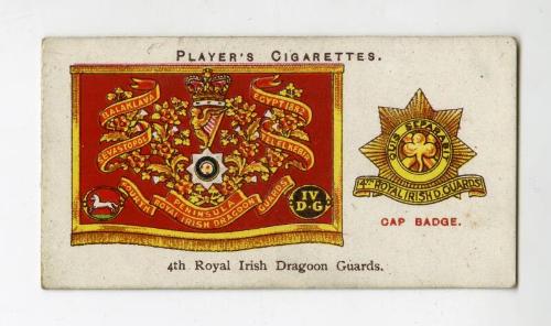 Player's Cigarettes Card, Drum Banners & Cap Badges: No.7 4th Royal Irish Dragoon Guards