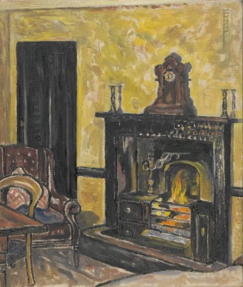 Painting of fireplace