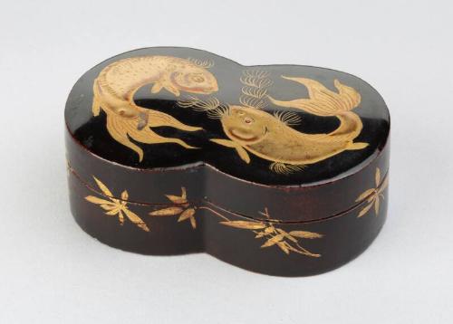 Japanese Gold and Black Lacquer Box with Carp