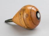 Turned Wood Spinning Top With Metal Spike