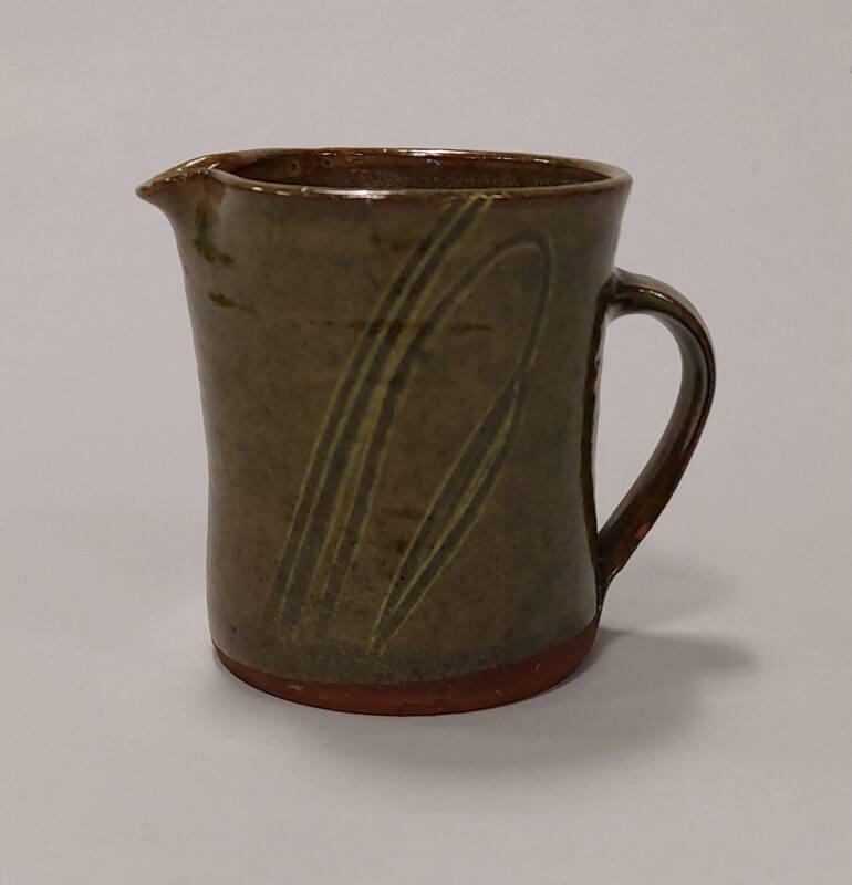 Earthenware Small Milk or Cream Jug with Green Glaze