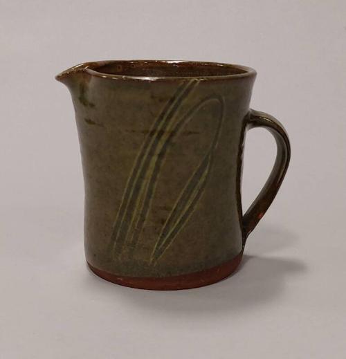 Earthenware Small Milk or Cream Jug with Green Glaze