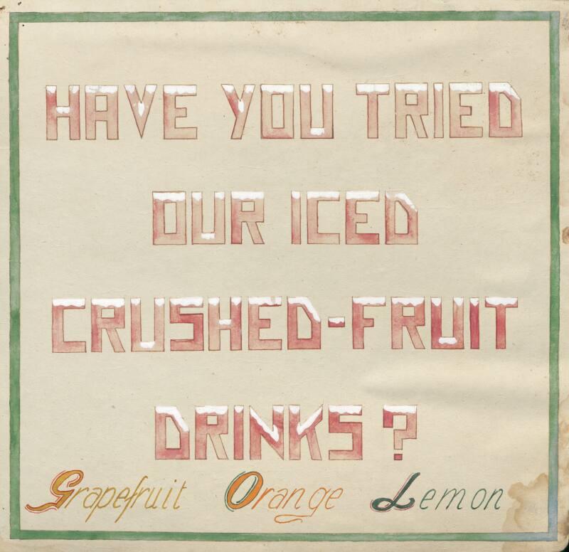 Crushed Fruit Drinks Sign