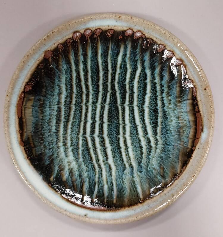 Stoneware Side Plate with Combed Slip Glaze