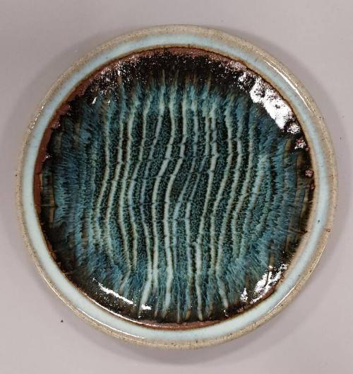 Stoneware Side Plate with Combed Slip Glaze