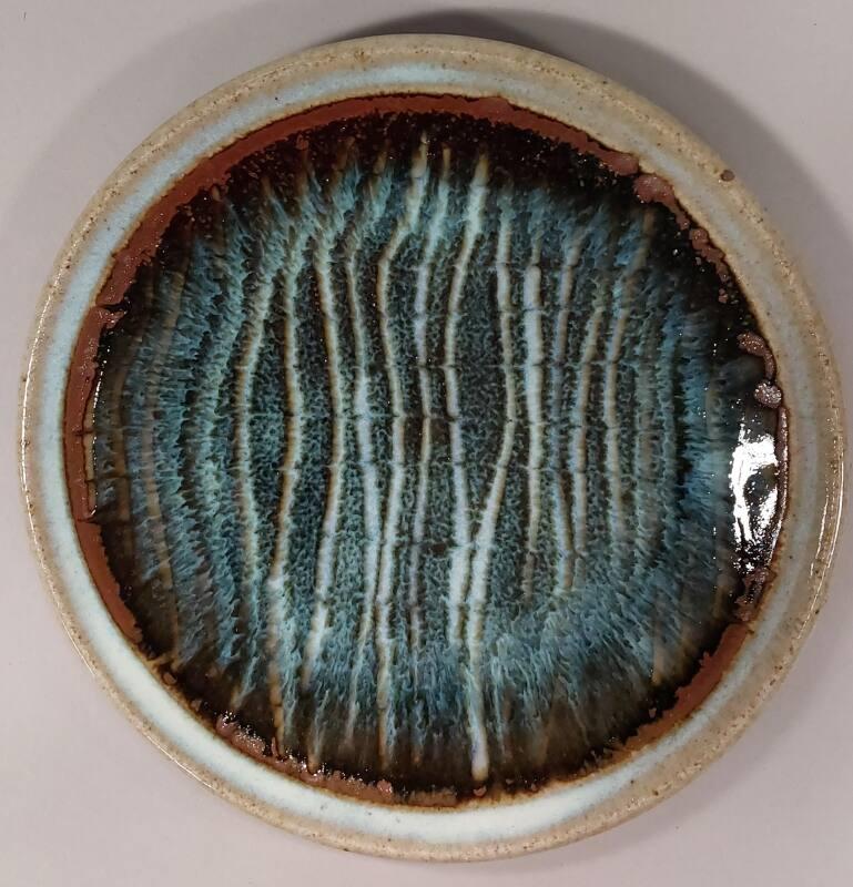 Stoneware Side Plate with Combed Slip Glaze