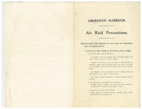 Leaflet 'Aberdeen Harbour Air Raid Precautions'