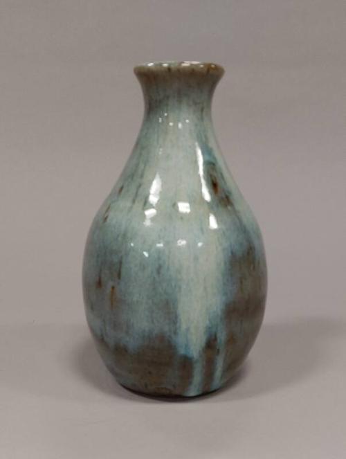 Sake Bottle with Thick White and Blue Glaze