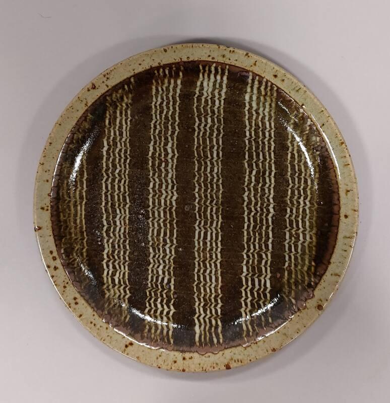 Pressed Stoneware Plate with Combed Slip Pattern