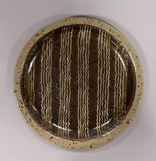 Stoneware Plate with Combed Slip Pattern
