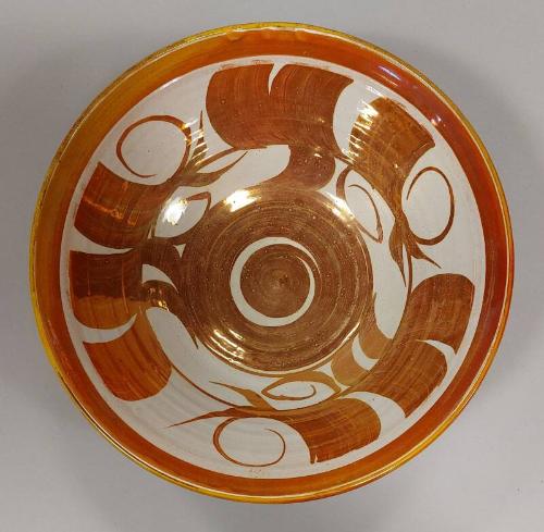 Earthenware Red and Gold Lustre Bowl