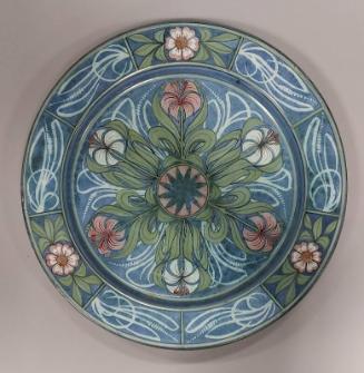 Stoneware Charger with Hand-painted Floral Pattern