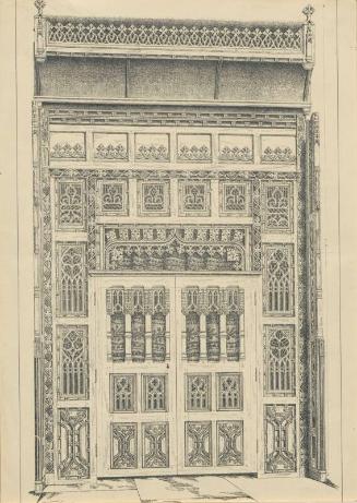 Plans of Local Architectural Features - Door of King's College Chapel, Aberdeen University (printed page)
