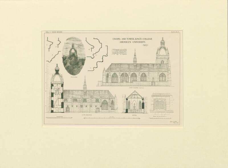 Plans of Local Architectural Features - Chapel and tower, King's College, Aberdeen University no 2