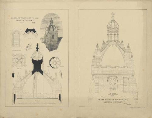 Plans of Local Architectural Features - Chapel and tower, King's College, Aberdeen University no 3 & no 4