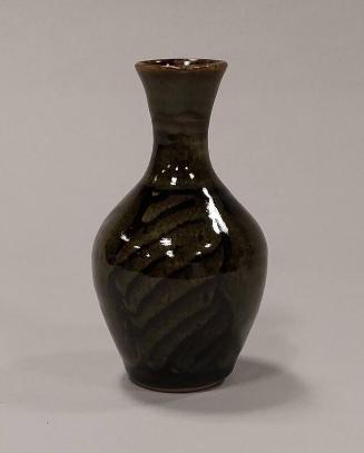 Green Vase with Black Slip Trailed Decoration