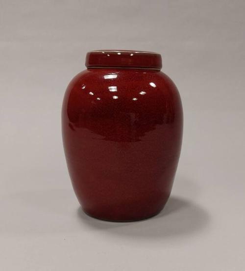 Stoneware Lidded Jar with Copper Red Glaze