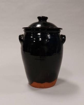 Earthenware Lidded Jar with Black Glaze