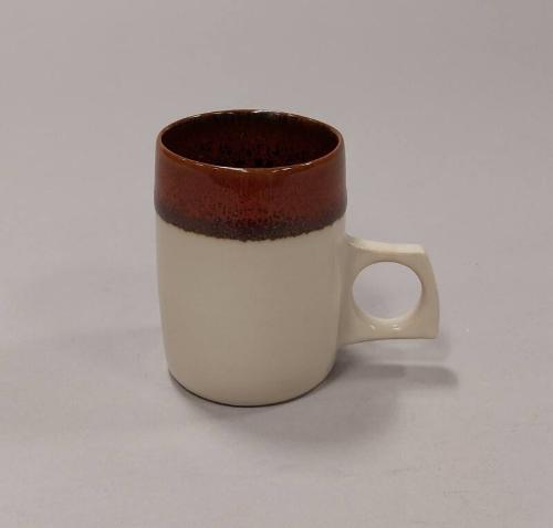 Stoneware Espresso Cup with Feldspathic Glaze and Iron-Red Glaze