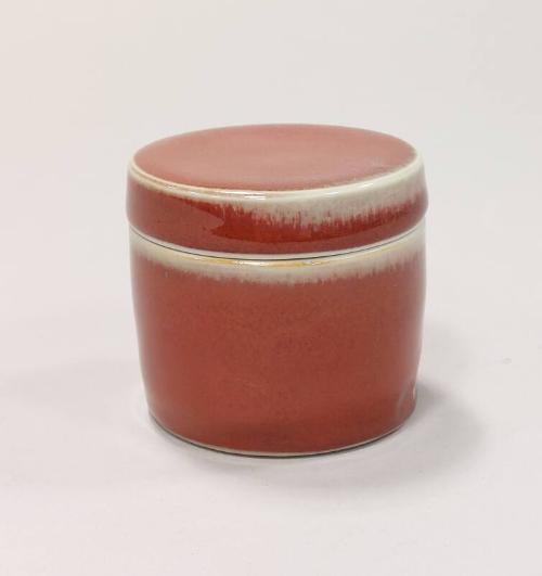 Small Copper Red Lidded Pot