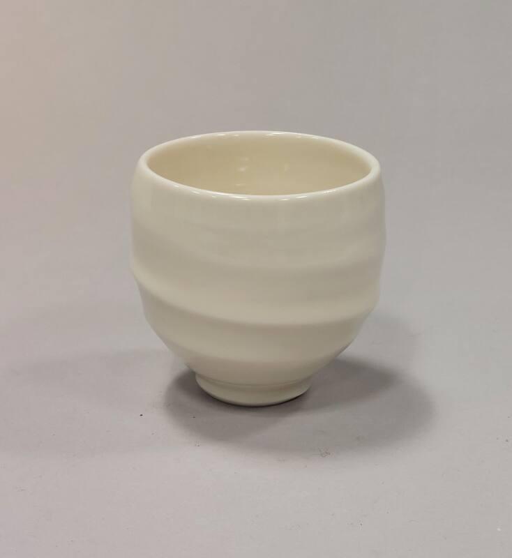 Porcelain White Teabowl with Spiral Finger Marks