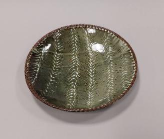 Very Large Stoneware Dish or Platter with Green Ash Glaze