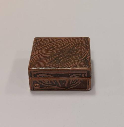 Stoneware Covered Square Box with Red Iron Slip