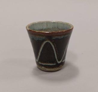 Stoneware Small Beaker or Teacup with Dark Brown Glaze