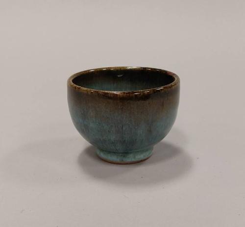Stoneware Sake Cup with Turquoise Ash Glaze