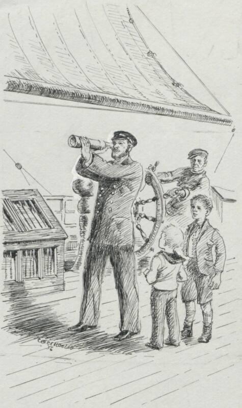 The Captain Raised His Telescope - Illustration For "Sandy The Sailor