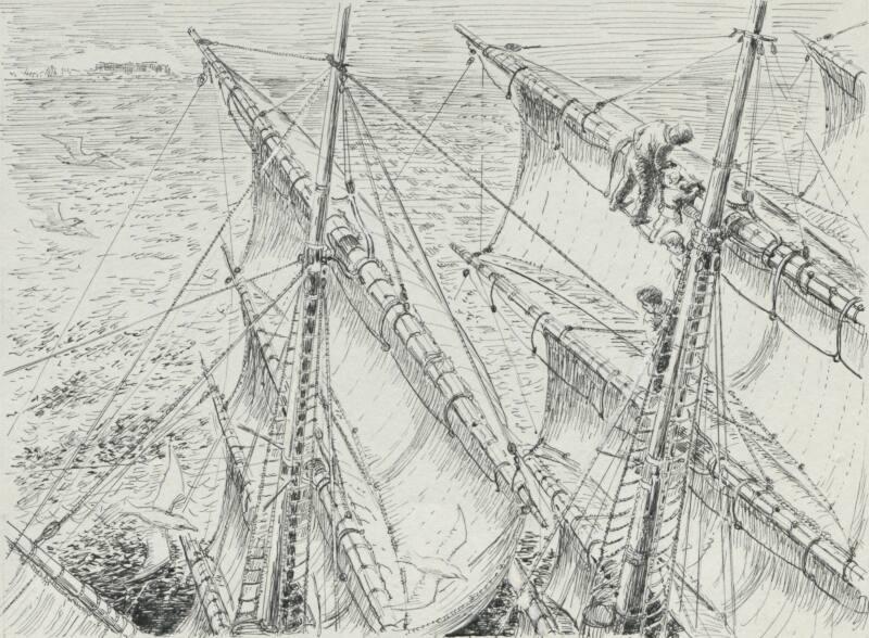 At The Top Of The Main Sail - Illustration For "Sandy The Sailor