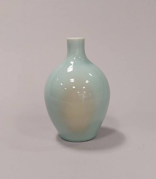 Porcelain Ovoid Vase with Celadon Glaze