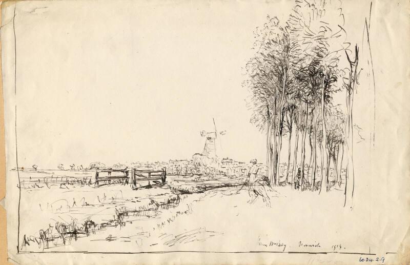 Landscape with Windmill and Trees by James McBey