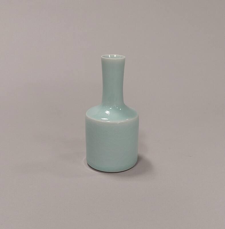 Porcelain Small Bottle Vase with Long Neck and Celadon Glaze