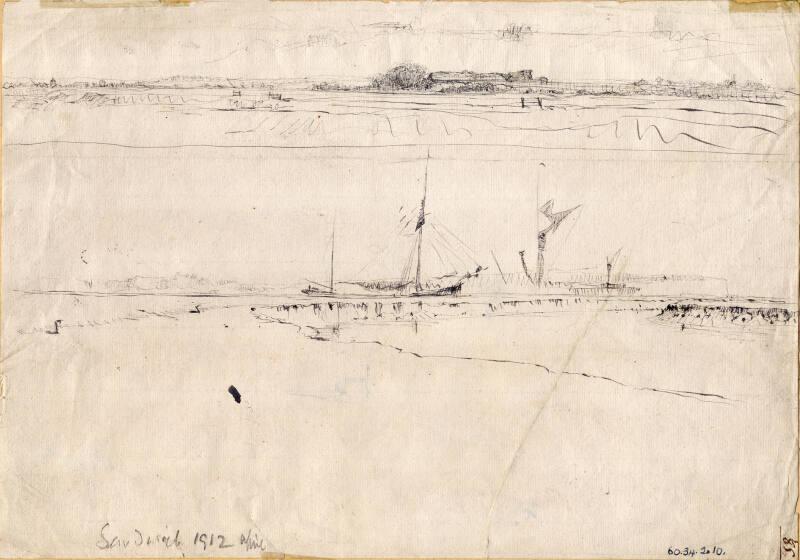 Thames Lugger in an Estuary (With Landscape) by James McBey