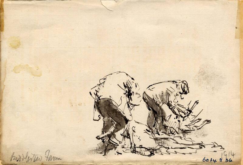 Men Shearing Sheep by James McBey