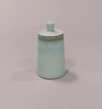 Porcelain Small Lidded Jar with Celadon and Tenmoku Glaze